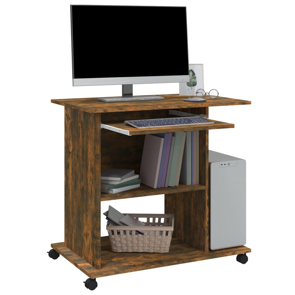 Desk Smoked Oak 80x50x75 cm Engineered Wood