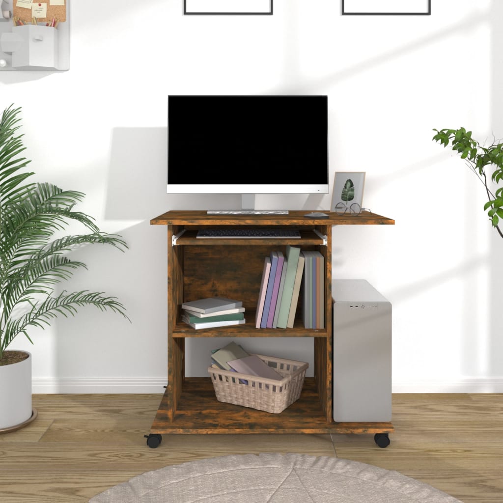 Desk Smoked Oak 80x50x75 cm Engineered Wood