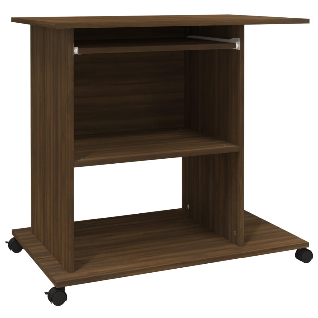 Bureau marron aspect chêne 80x50x75 cm en bois d'ingénierie