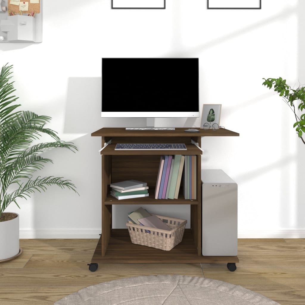 Bureau marron aspect chêne 80x50x75 cm en bois d'ingénierie