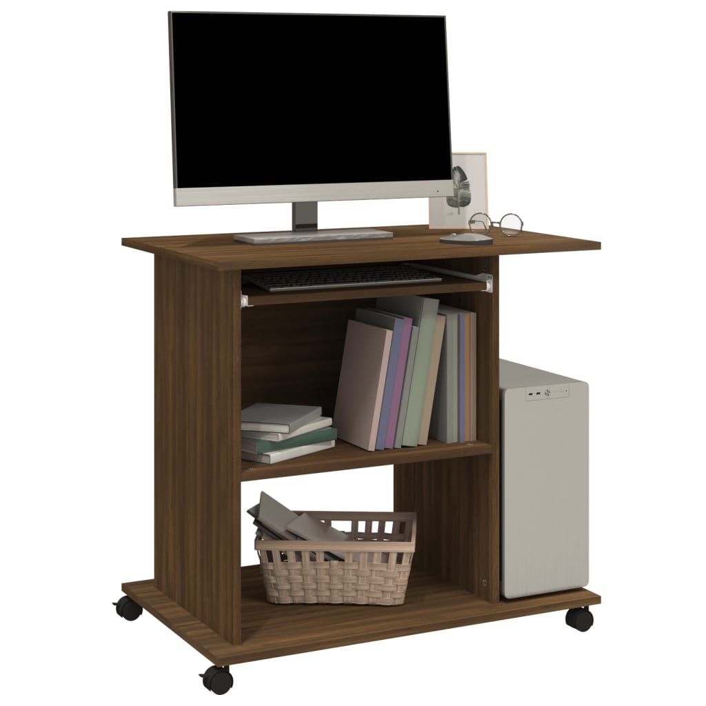 Bureau marron aspect chêne 80x50x75 cm en bois d'ingénierie