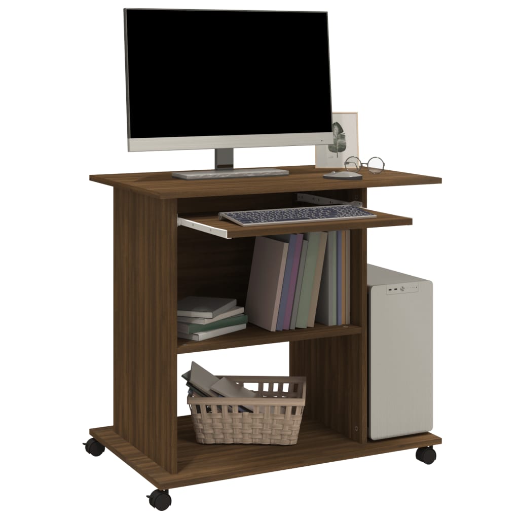 Bureau marron aspect chêne 80x50x75 cm en bois d'ingénierie