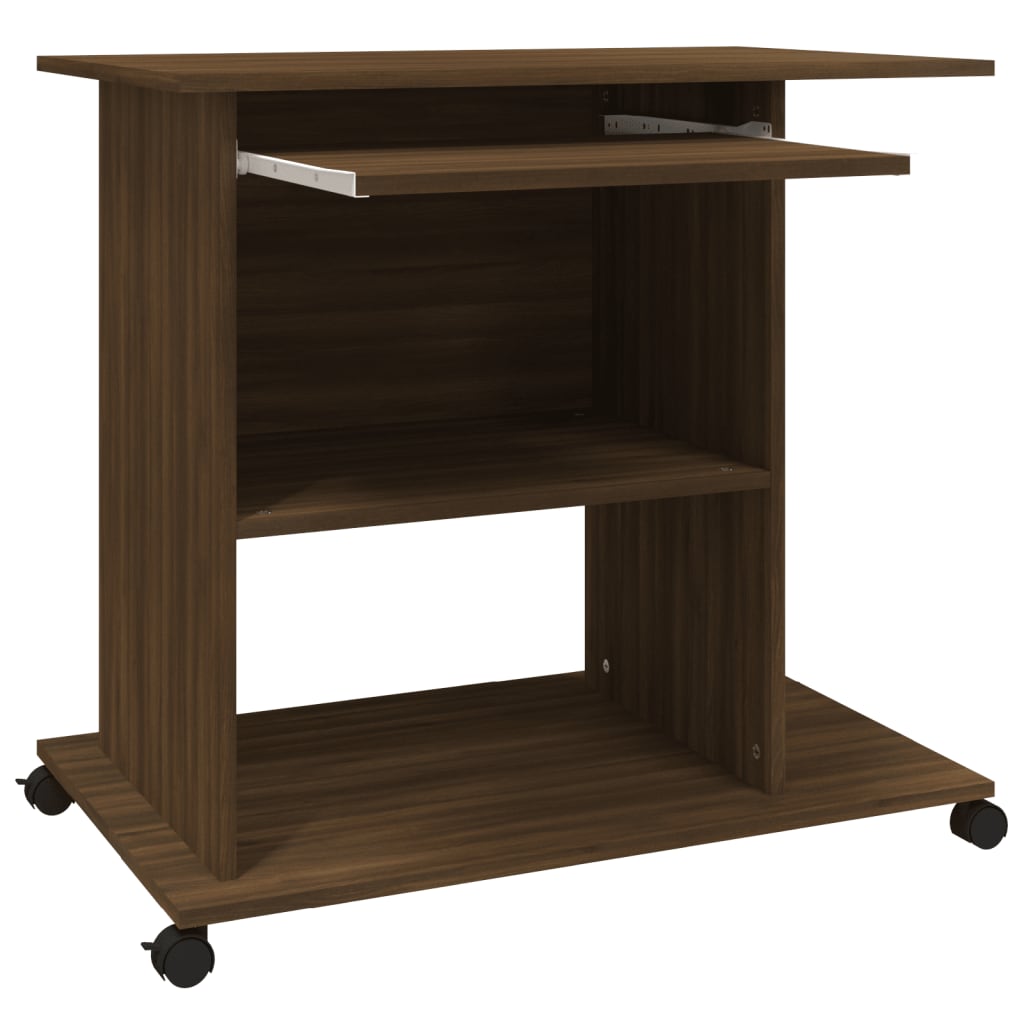 Bureau marron aspect chêne 80x50x75 cm en bois d'ingénierie