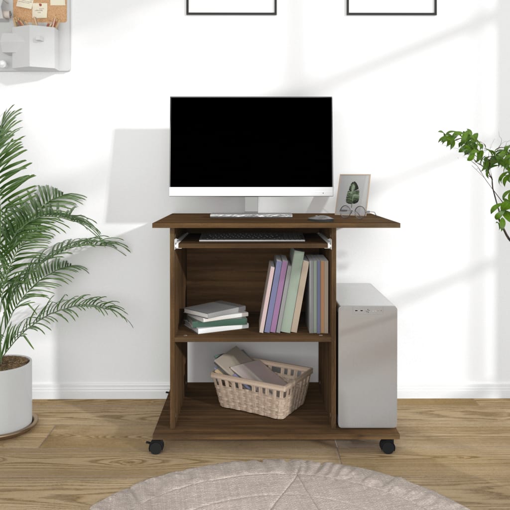 Bureau marron aspect chêne 80x50x75 cm en bois d'ingénierie