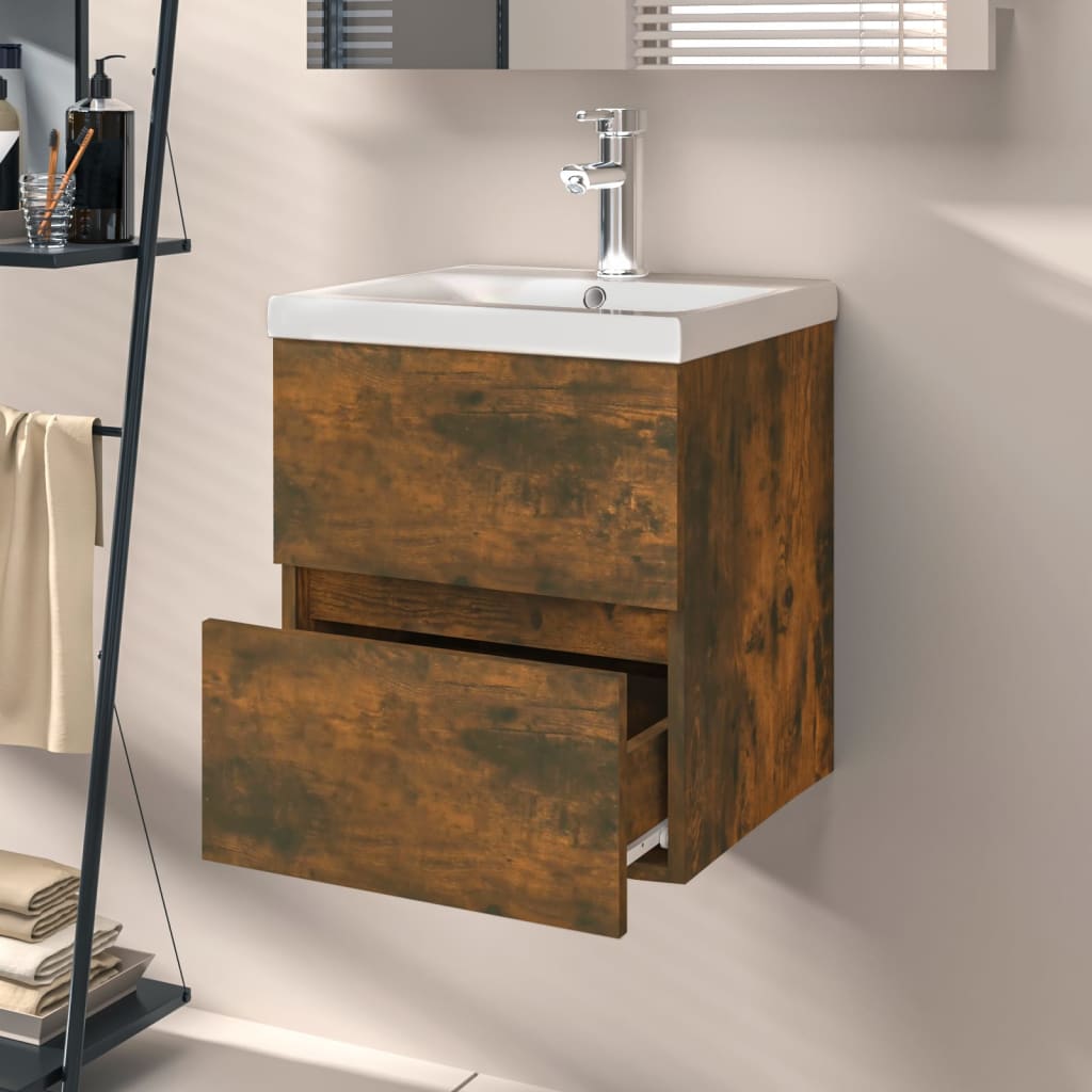 Waschbeckenunterschrank Räuchereiche 41x38,5x45cm Holzwerkstoff