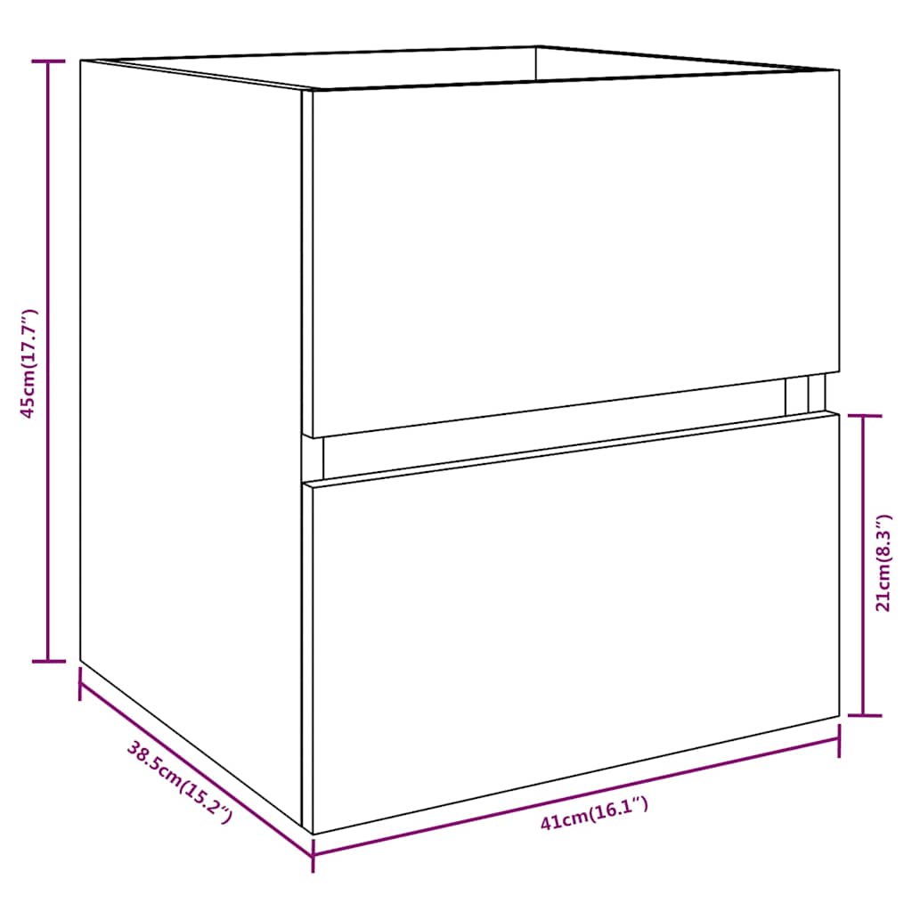 Waschbeckenunterschrank Räuchereiche 41x38,5x45cm Holzwerkstoff