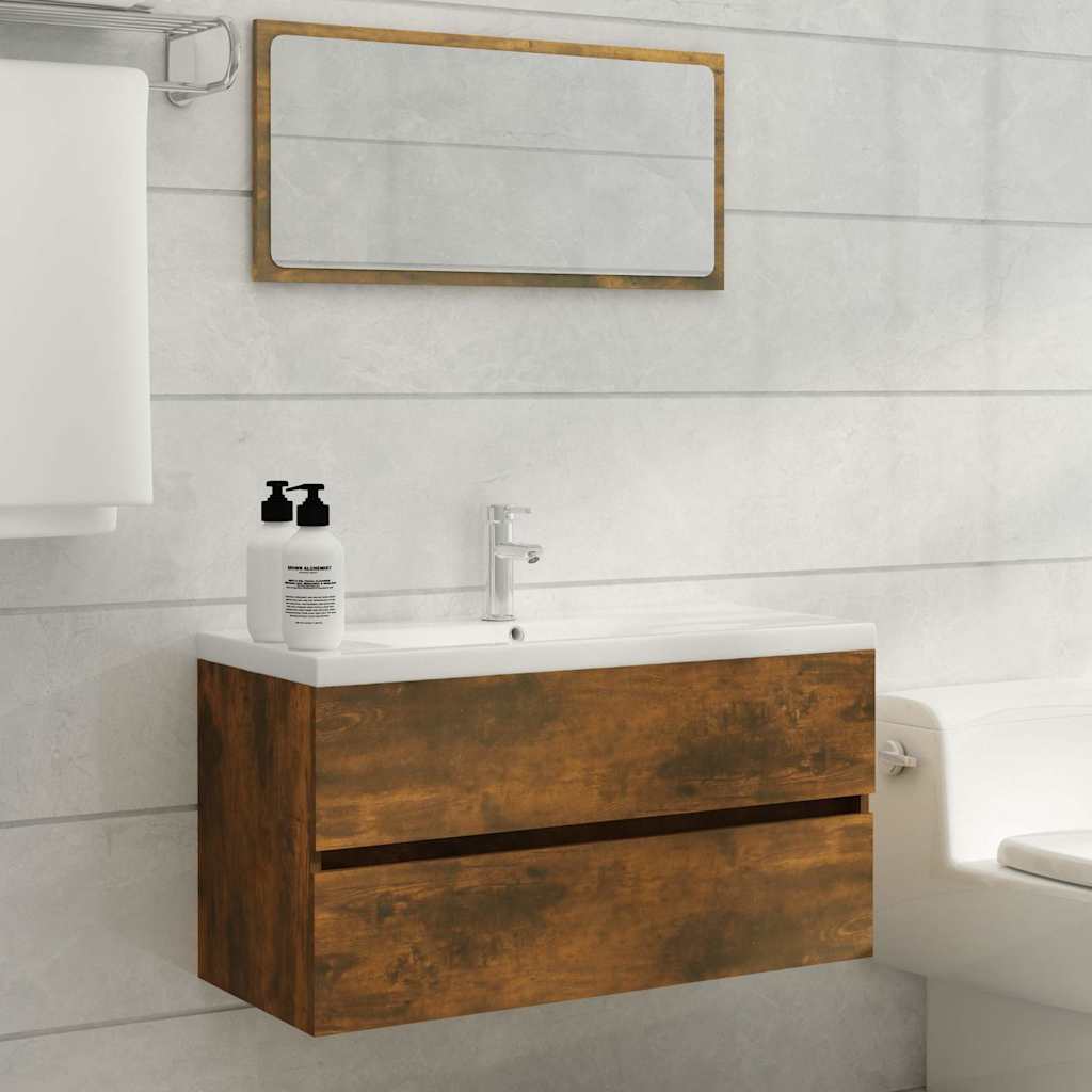 Waschbeckenschrank Räuchereiche 90x38,5x45 cm Holzwerkstoff