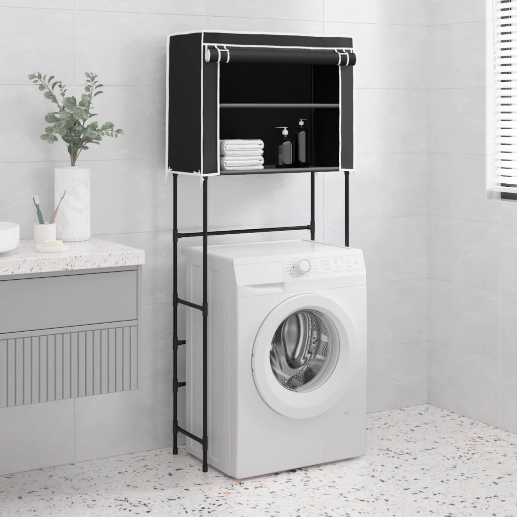Étagère pour machine à laver 2 tablettes Noir 71x29,5x170,5 cm Fer