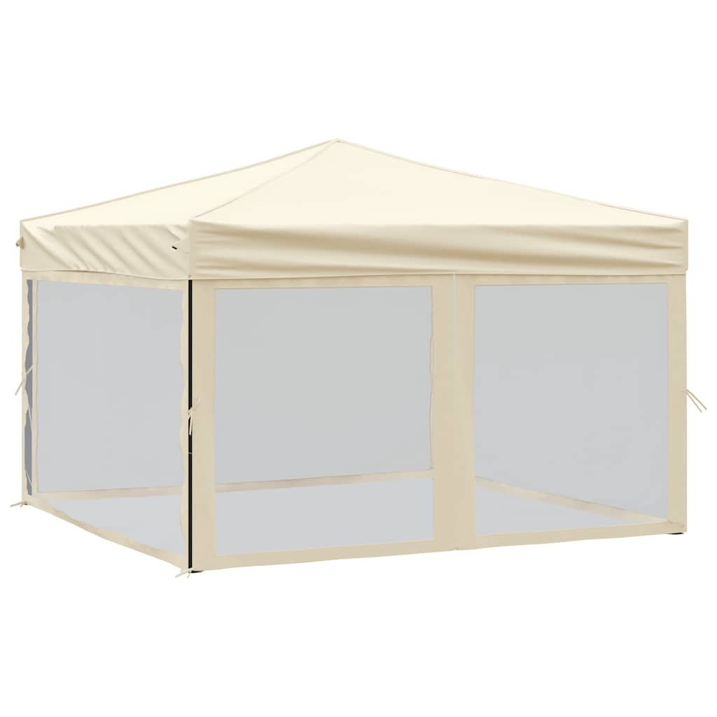 Partyzelt Faltbar mit Seitenwänden Creme 3x3 m