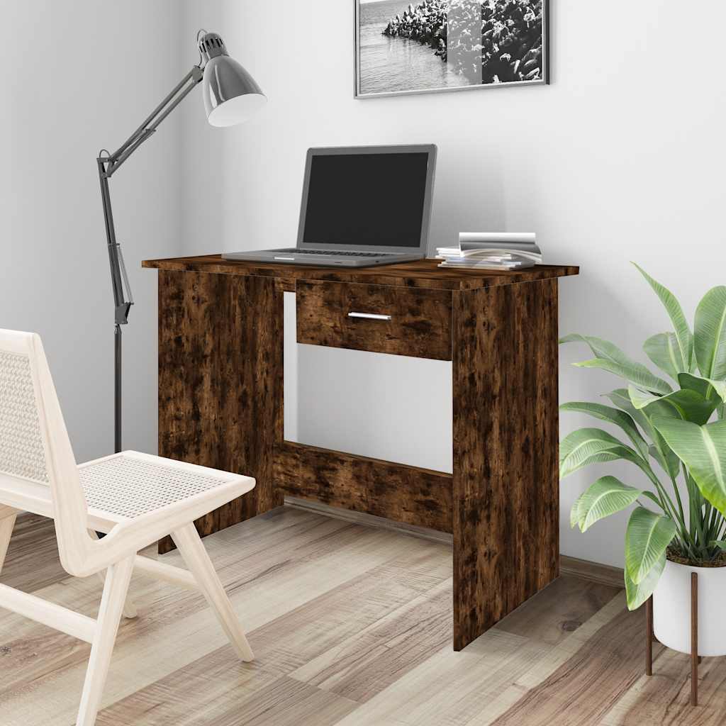 Bureau en chêne fumé 100x50x76 cm Matériau à base de bois