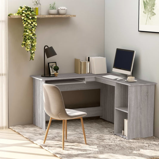 Bureau d'angle gris Sonoma 120x140x75 cm en bois d'ingénierie