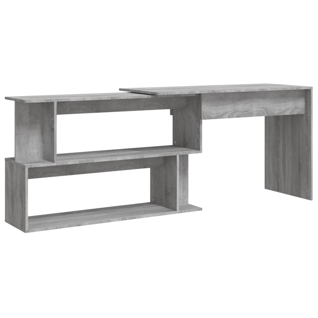 Corner Desk Gray Sonoma 200x50x76 cm Wood Material