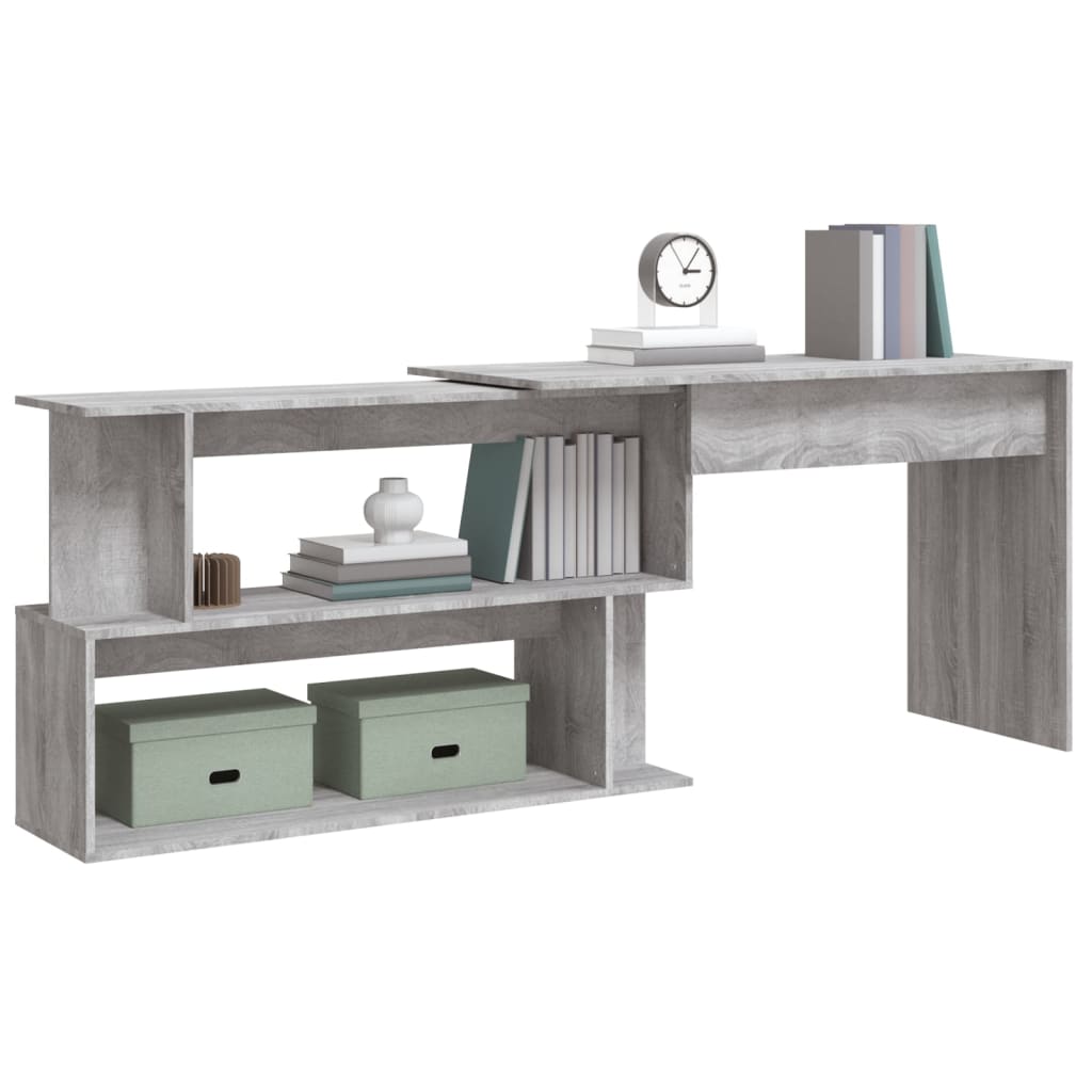 Corner Desk Gray Sonoma 200x50x76 cm Wood Material