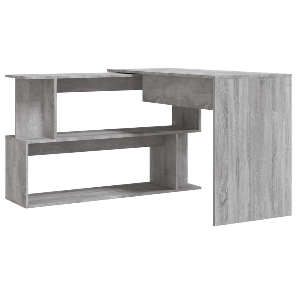 Corner Desk Gray Sonoma 200x50x76 cm Wood Material