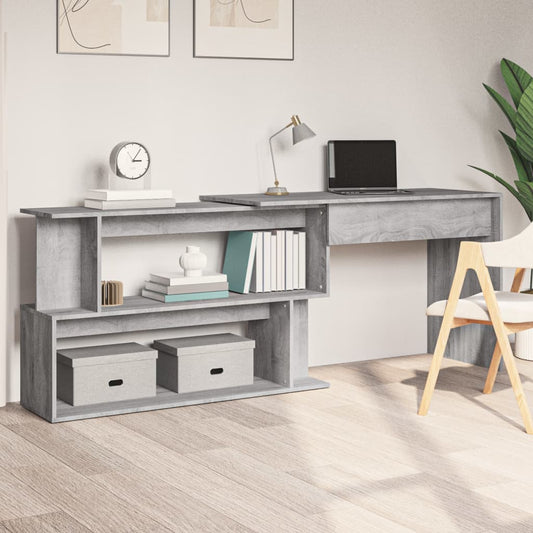 Bureau d'angle gris Sonoma 200x50x76 cm Matériau à base de bois