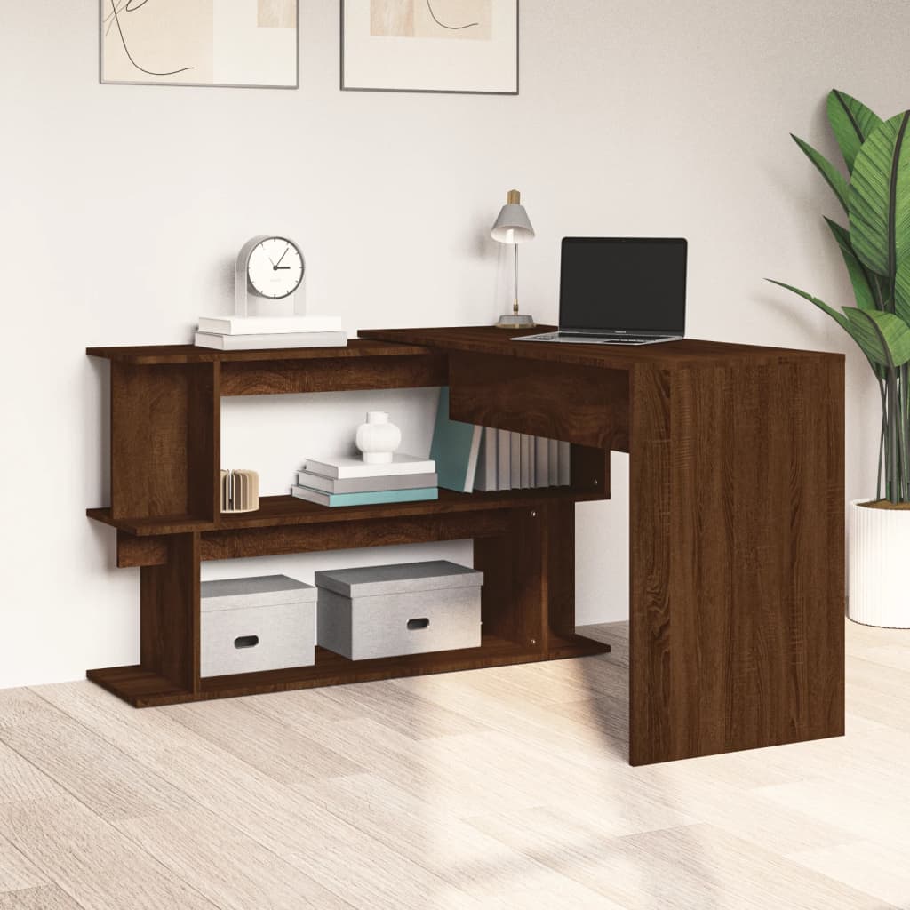 Corner Desk Brown Oak Effect 200x50x76 cm Engineered Wood