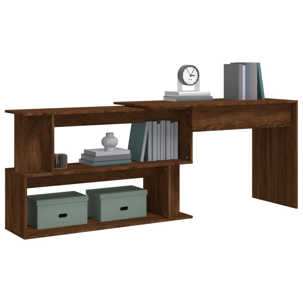 Corner Desk Brown Oak Effect 200x50x76 cm Engineered Wood