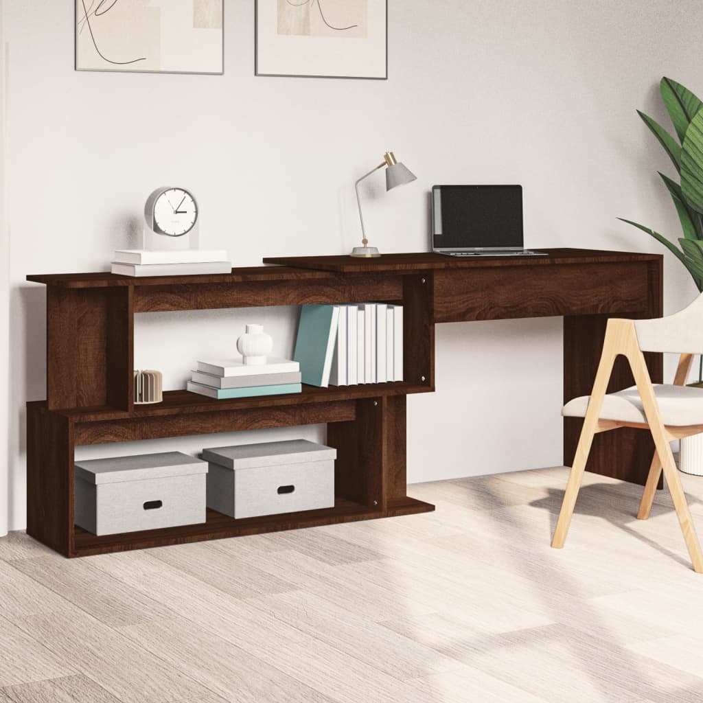 Corner Desk Brown Oak Effect 200x50x76 cm Engineered Wood