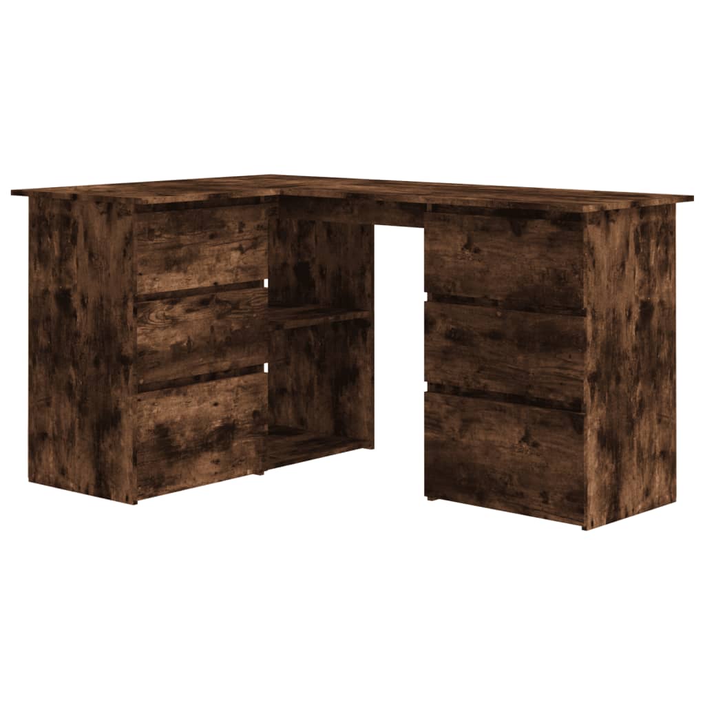 Bureau d'angle en chêne fumé 145x100x76 cm Matériau à base de bois