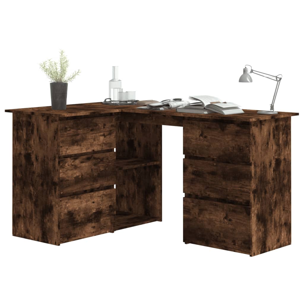 Bureau d'angle en chêne fumé 145x100x76 cm Matériau à base de bois