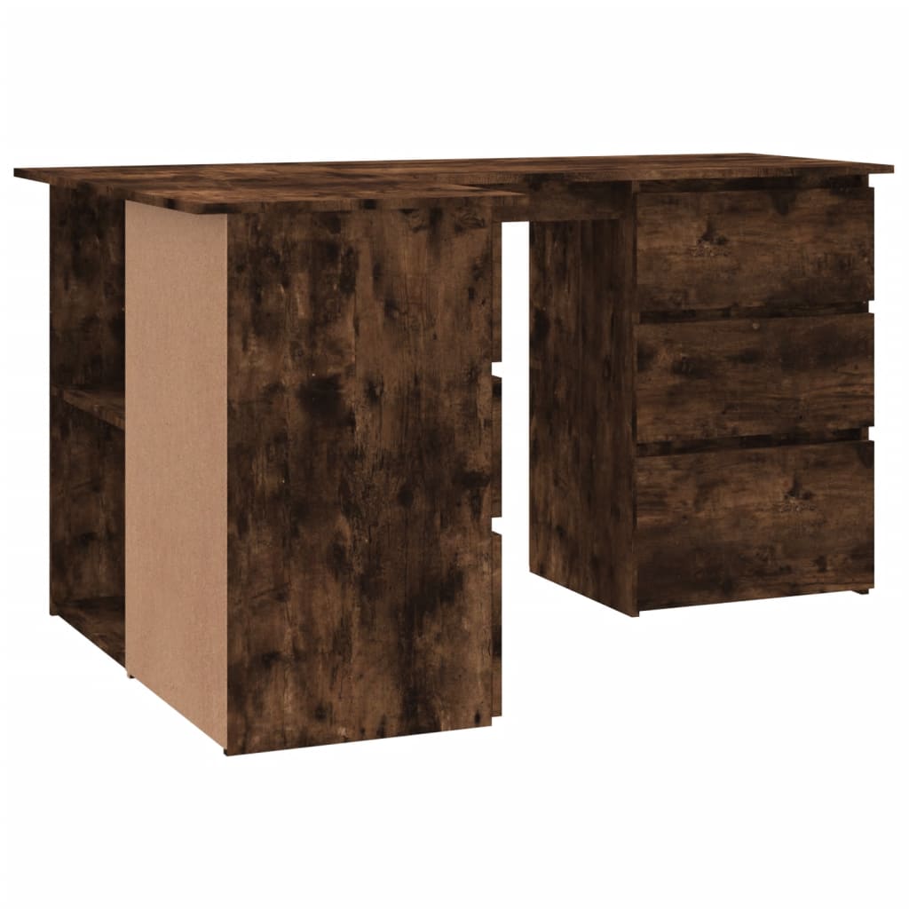 Bureau d'angle en chêne fumé 145x100x76 cm Matériau à base de bois