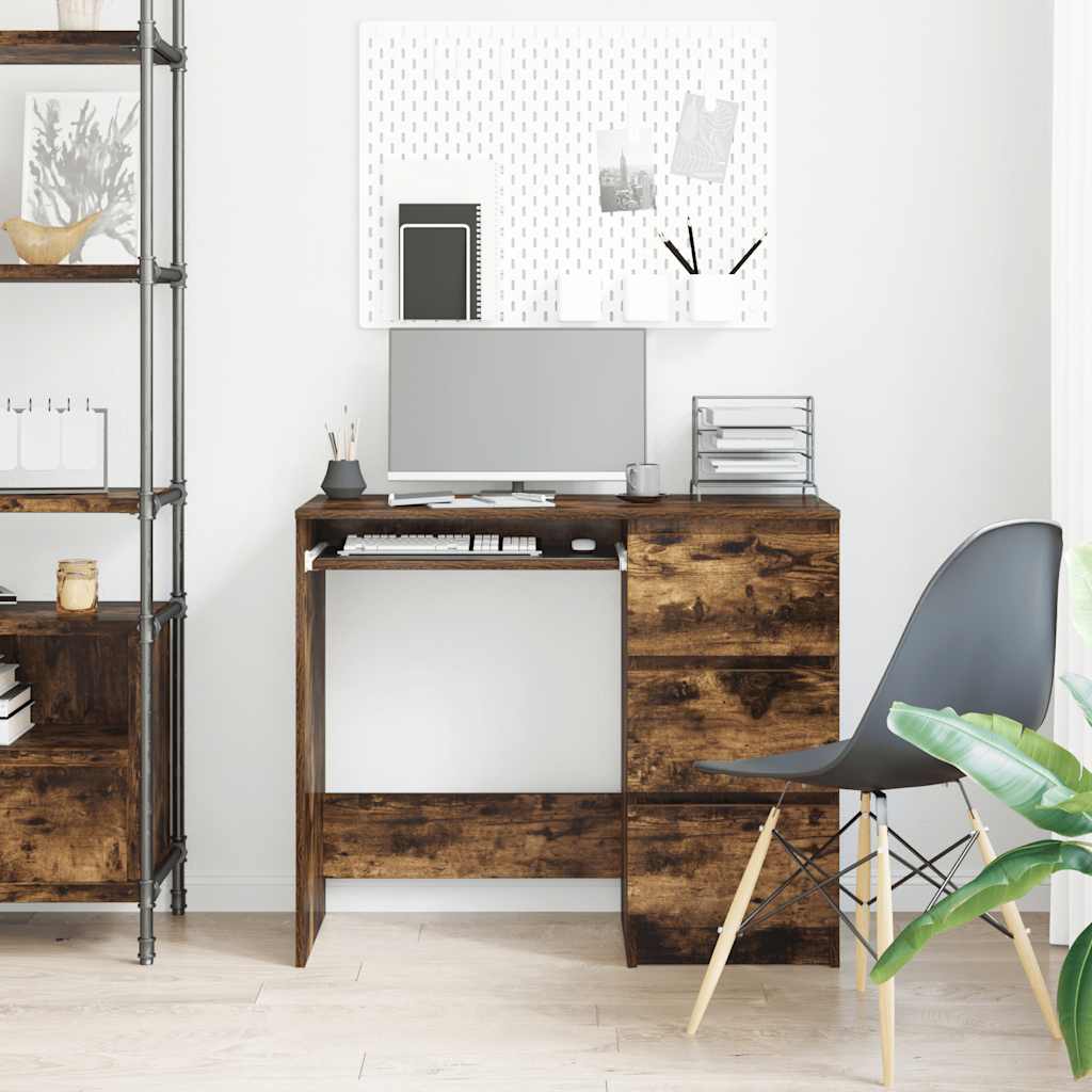 Bureau chêne fumé 90x45x76 cm bois d'ingénierie