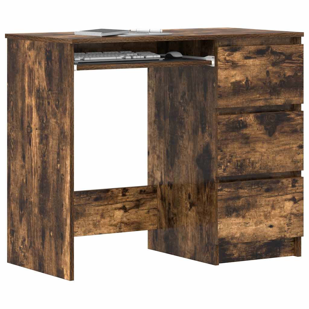 Bureau chêne fumé 90x45x76 cm bois d'ingénierie