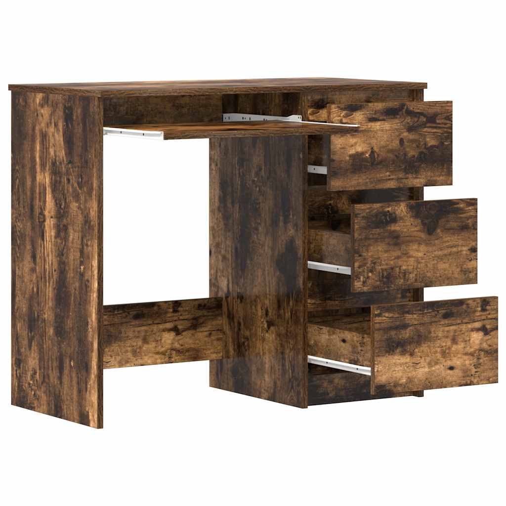 Bureau chêne fumé 90x45x76 cm bois d'ingénierie