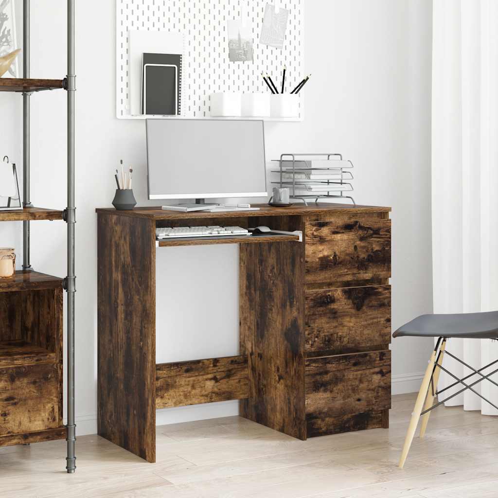 Bureau chêne fumé 90x45x76 cm bois d'ingénierie