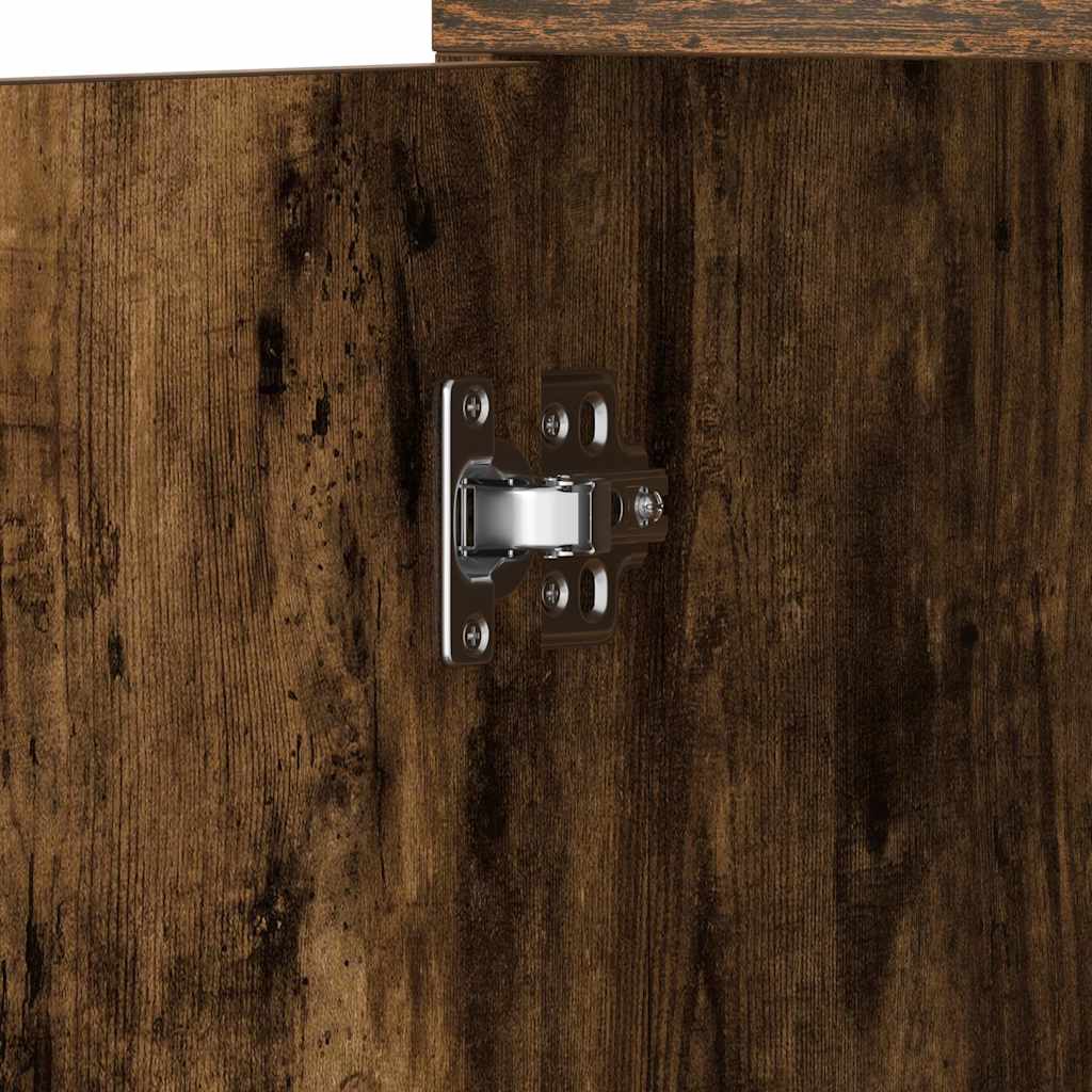 Badezimmerschrank Räuchereiche 30x30x183,5 cm Holzwerkstoff