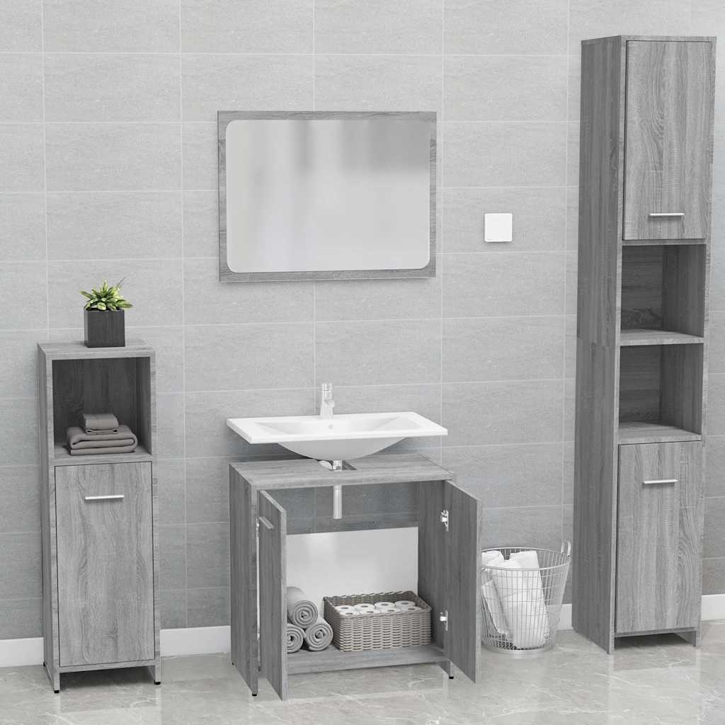 Badmöbel-Set Grau Sonoma Holzwerkstoff