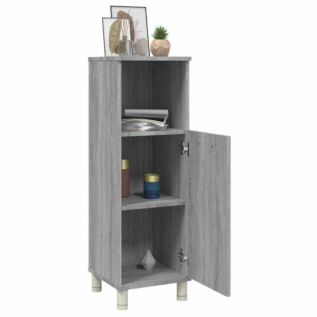 Badschrank Grau Sonoma 30x30x95 cm Holzwerkstoff