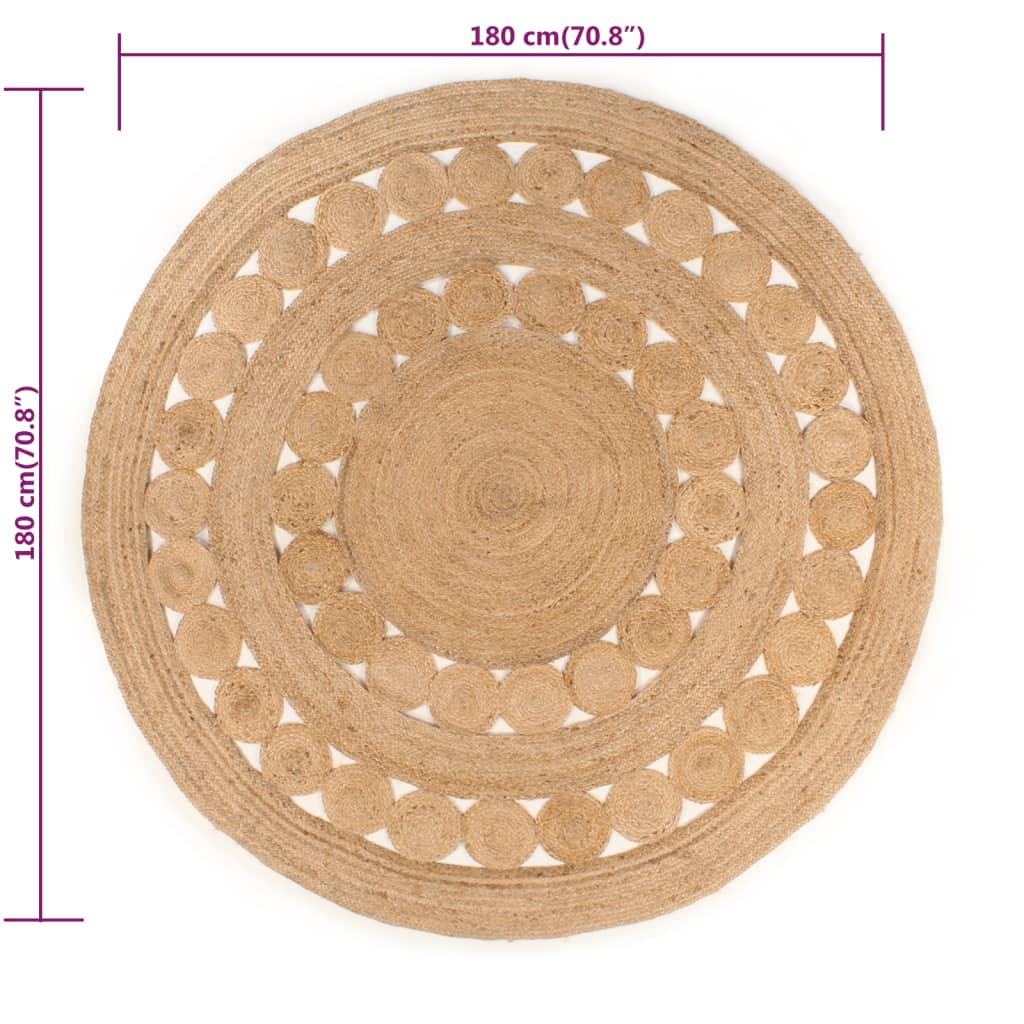 Teppich Geflochten Jute 180 cm Rund