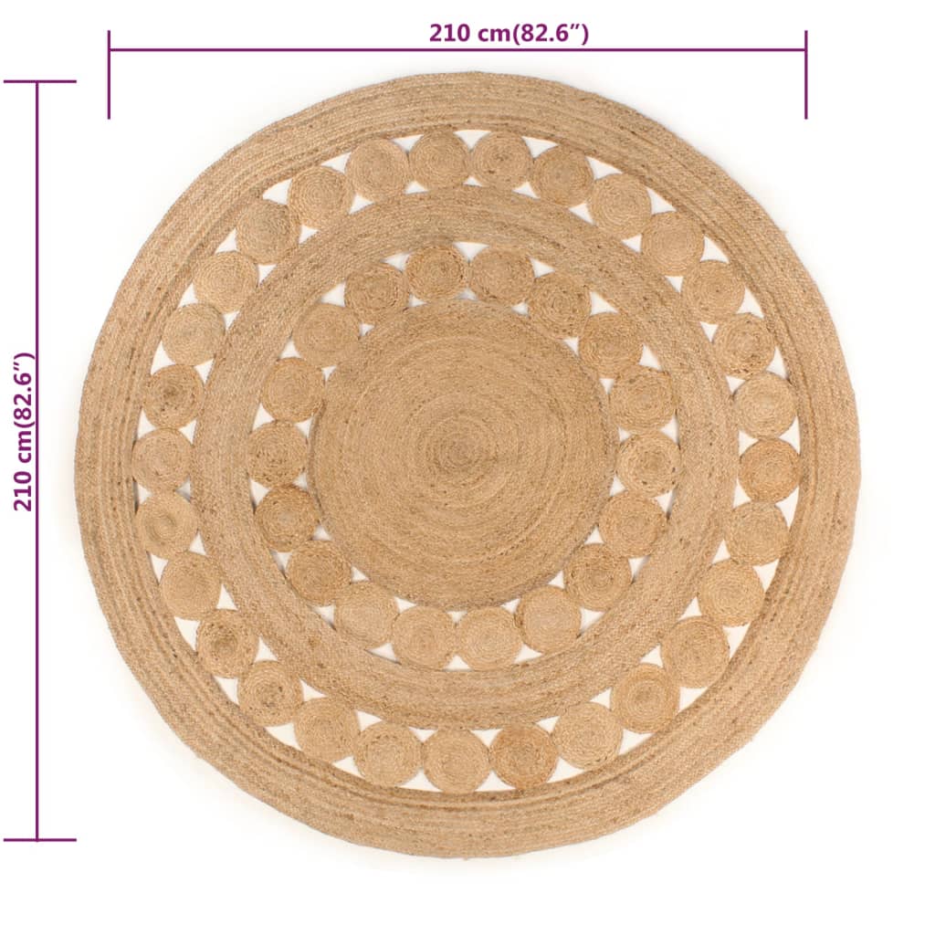 Teppich Geflochten Jute 210 cm Rund