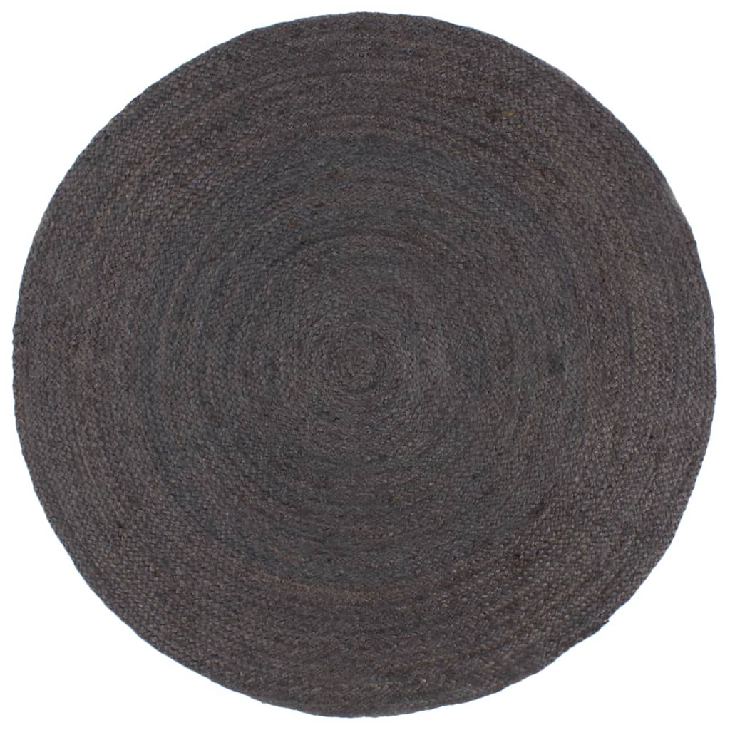 Tapis Fait main Jute Rond 240 cm Gris foncé