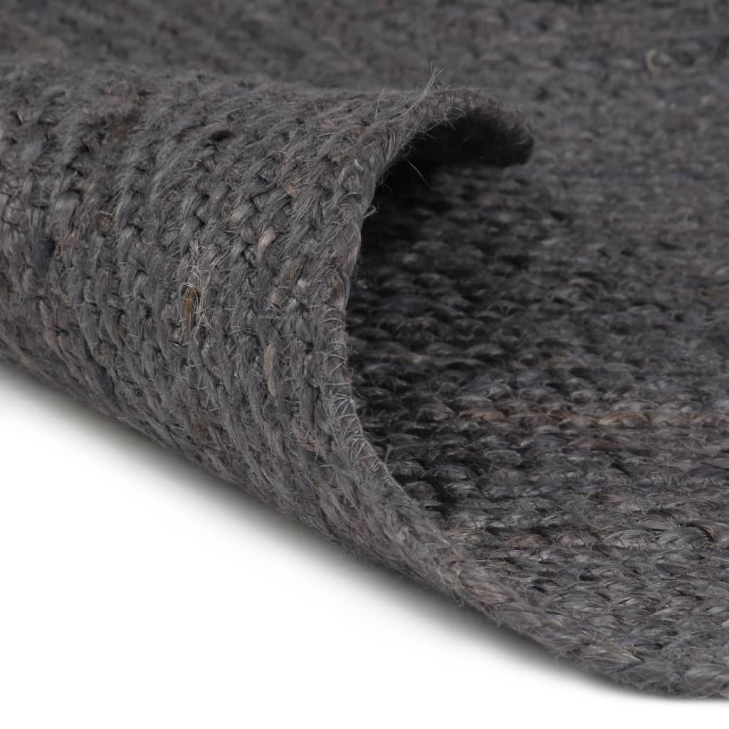 Tapis Fait main Jute Rond 240 cm Gris foncé
