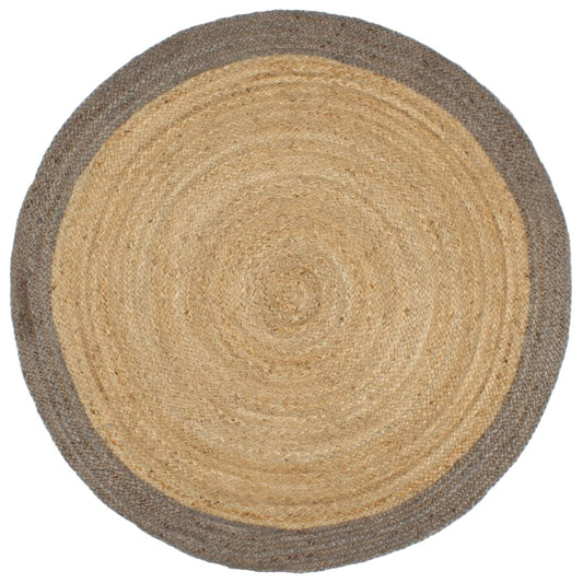 Handmade Jute Rug with Grey Border 210 cm