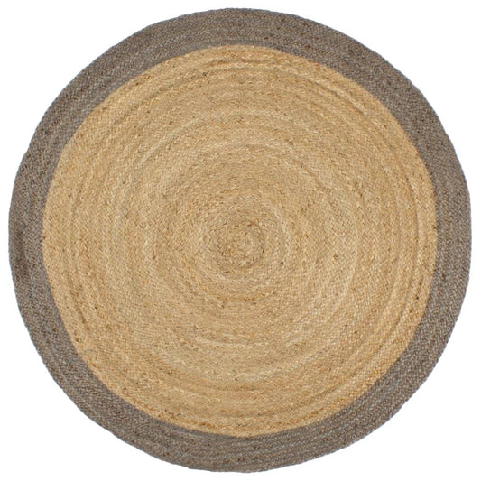 Handmade Jute Rug with Grey Border 240 cm
