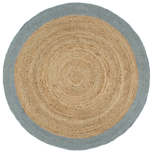 Handmade Jute Rug with Olive Green Border 210 cm