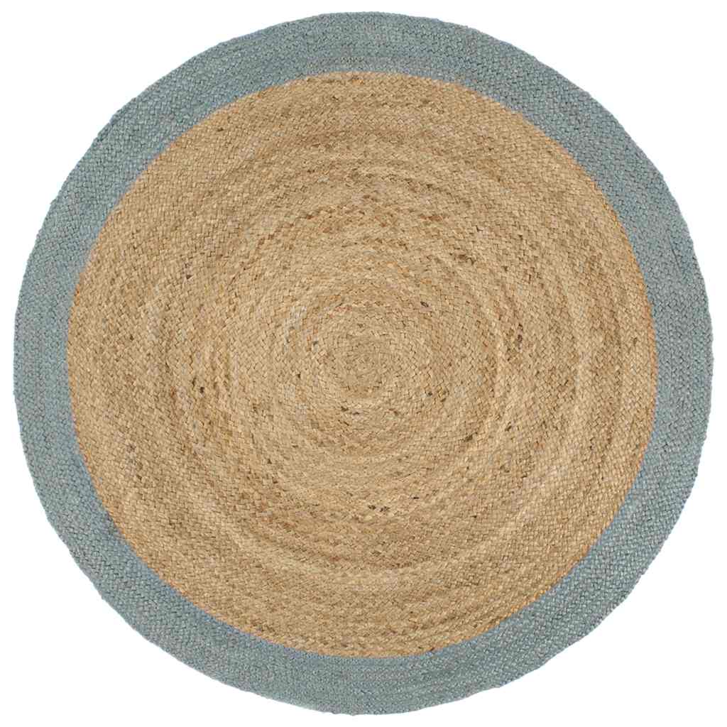 Tapis Fait Main Jute avec Bord Vert Olive 240 cm