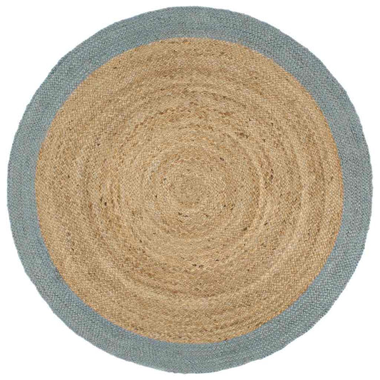 Handmade Jute Rug with Olive Green Border 240 cm