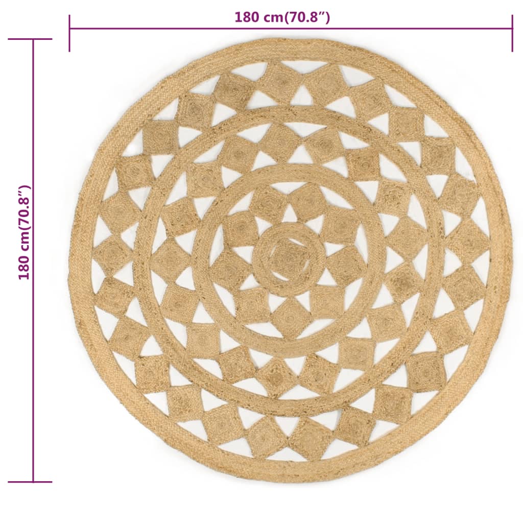Handmade Braided Jute Rug 180 cm