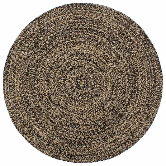 Rug Handmade Jute Black and Brown 180 cm