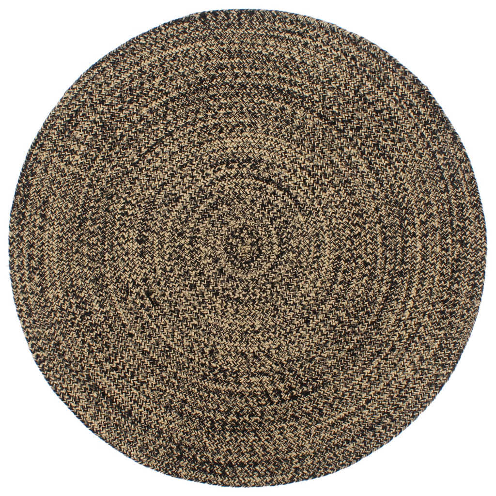 Handmade Jute Rug Black and Brown 210 cm