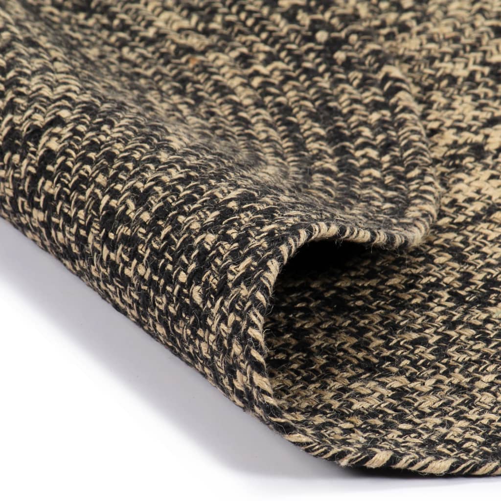 Handmade Jute Rug Black and Brown 210 cm