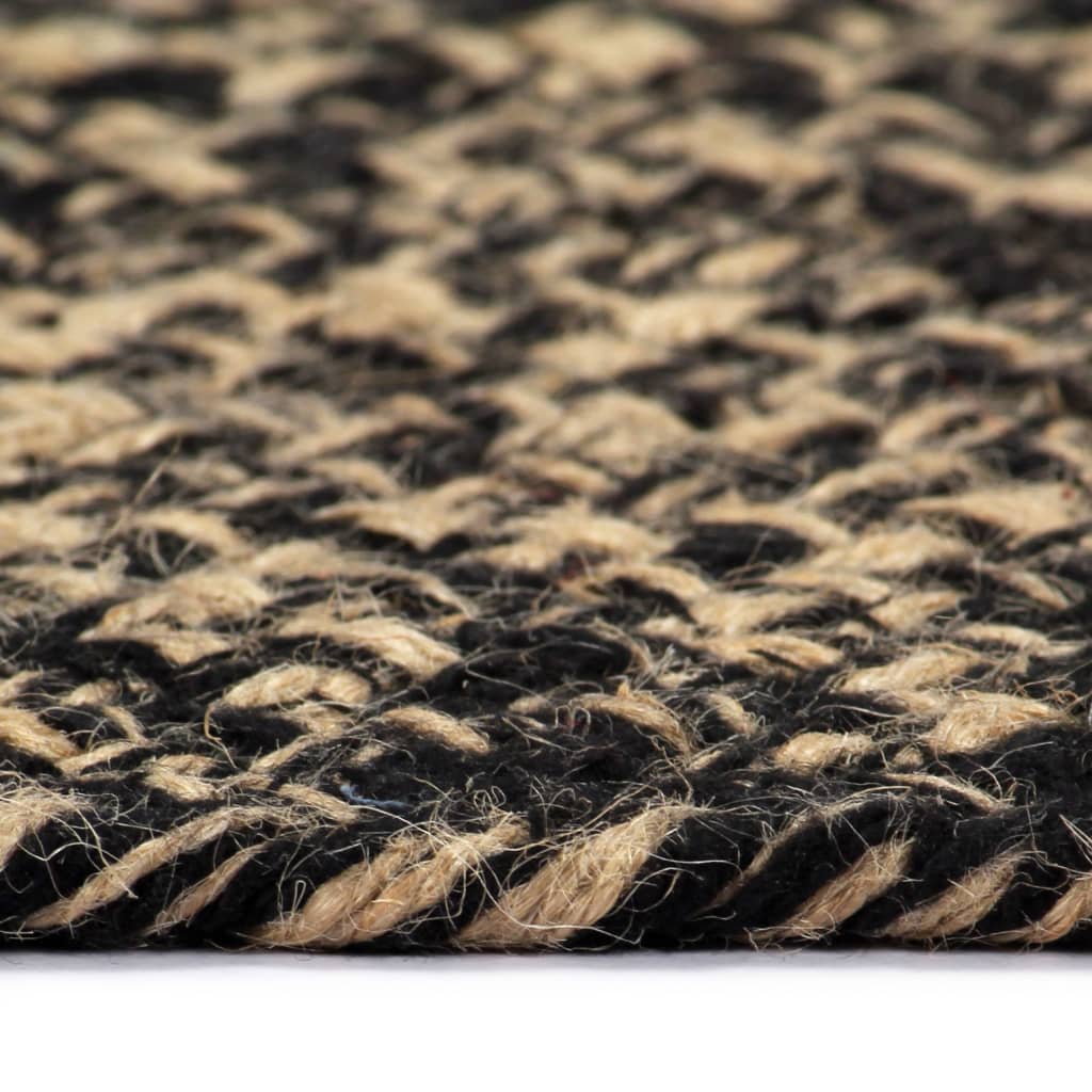 Handmade Jute Rug Black and Brown 210 cm