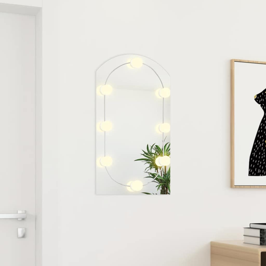 Miroir avec lumières LED 70x40 cm Verre en forme d'arc