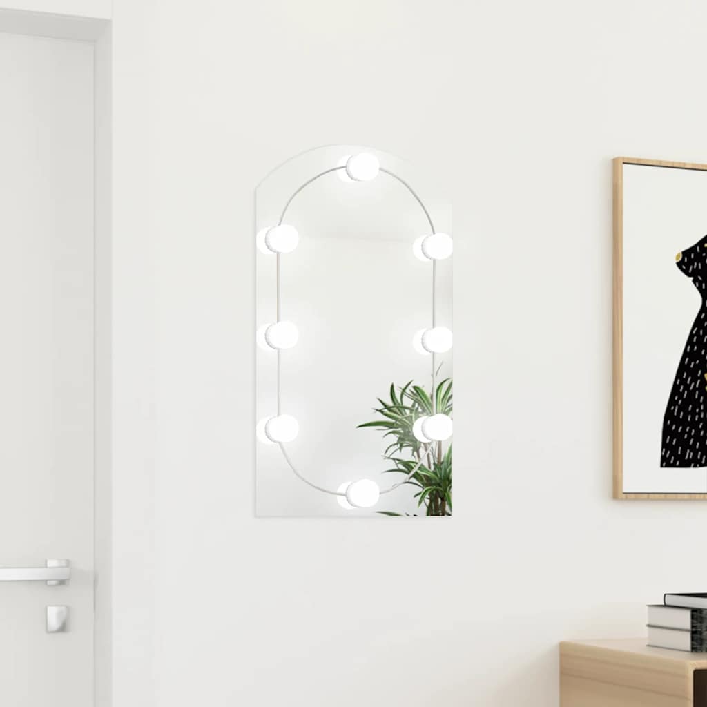 Miroir avec lumières LED 70x40 cm Verre en forme d'arc