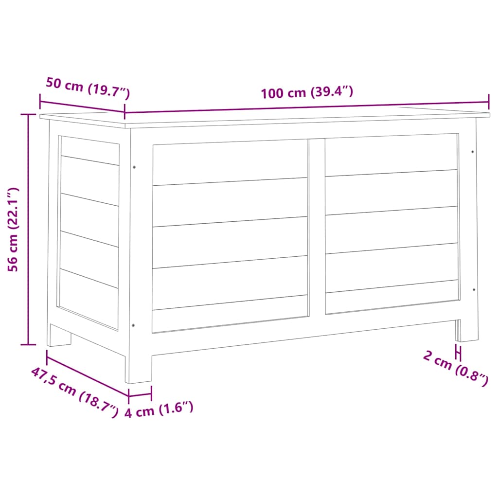 Outdoor-Kissenbox 100x50x56 cm Massivholz Tanne
