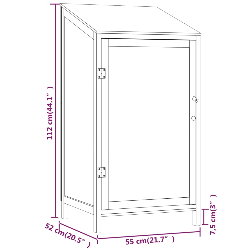 Geräteschuppen 55x52x112 cm Massivholz Tanne